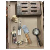 Cast Iron Smoker Box, Pair of Antique Mother of