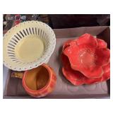 A bowl plate/tray, coffee mug and a pedestal b