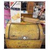 Vintage Breadbox, Cracker Tin, Wooden Rolling P