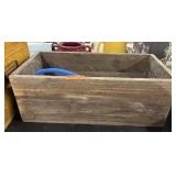 Vintage Wooden Box w/Metal Handles & Hand