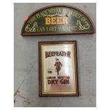 Wooden Beer & Mirrored BeefEaters Sign