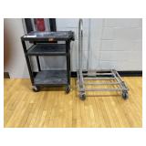 A small electrical rolling cart and metal r