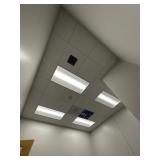 Office number six ceiling tiles and speaker