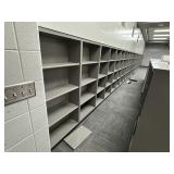 Innovation room, storage cubes entire wall,