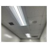 Office number three ceiling tiles and lights on