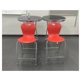Two circular tables 2 chairs, RM 210