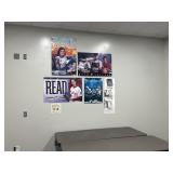 All posters in RM 212 and a clock