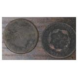 2x Partial/No Date Large Cent Coin