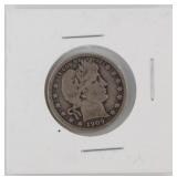 1909 Barber Silver Quarter, 90% Silver