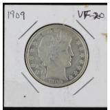 90% Silver, 1909 Barber Half Dollar