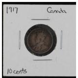 1917 Canadian Dime, 92.5% Silver