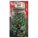 Vtg,  Mason Jar full of Marbles