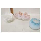 Vtg. Fenton Hand Painted White Iridescent R