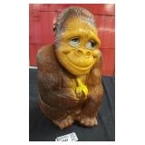 Vtg. 1971 Molded Vinyl  Gorilla Coin Bank