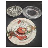 Vtg. Santa Claus Ashtray , 2 Vtg. Glass Ashtray s