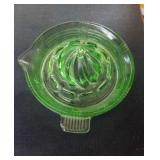 Green depression glass Cris Cross reamer