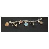 Charm bracelet with sterling silver charms
