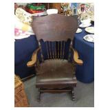 Antique pressed back platform rocker