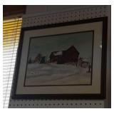 Framed barn print