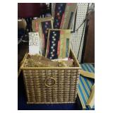 Christmas lights, garland, paper, stand