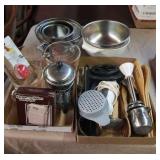 Kitchen items- pyrex,  stainless mixing bowls