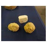 2 geodes & piece of natural chalk