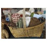 Basket of vintage linens