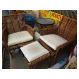 Rattan patio set with metal patio table