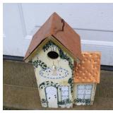 Copper top decorative bird house