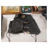 Hudson leather motorcycle vest, size xl