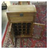 Wood & rattan wine rack and storage unit