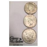 1922,1923,1926 peace silver dollars