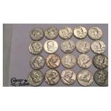 20 silver Franklin half dollars