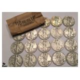 20 silver walking liberty half dollars