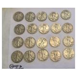 20 silver walking liberty half dollars