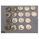 18 silver 1964 Kennedy half dollars