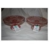 Cake Stand Set - Cranberry Glass