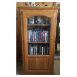 Oak glass front cabinet / no contents.