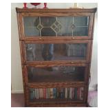 Leaded glass 4 shelf barrister book case