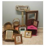 Baskets, frames, decor, pink storage tote
