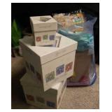 3 Christmas boxes & gift wrap