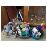 Cleaning products, steam iron, vases