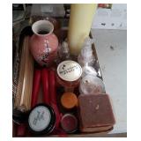 Candles, vase, salt & pepper shakers