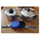 Cookware: 4 pans, 2 lids