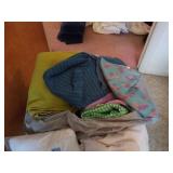 Large box of vintage fabric