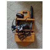 Hair dryer with wooden hanger