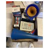 Box full - funnels, adding machine, sensors,