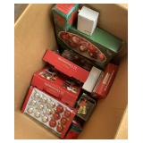 Large box full Christmas decorations