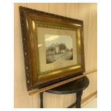 Antique oak picture frame with 1800
