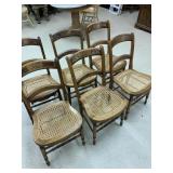 Set 6 Cane-Bottom Chairs - 2 with busted Cane